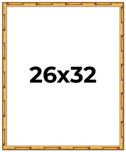 26x32 Frame Gold Bamboo Solid Wood Picture Frame | 1 Inch Moulding Width | Inter - Picture 1 of 10