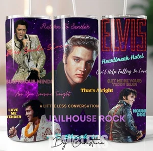 ❤️ Elvis Presley Inspired Custom 20oz Stainless Steel Tumbler Cup Mug King - Bild 1 von 1