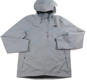 North Face Dryvent Hooded Jacket Men's Medium Gray Full Zip Rain Wind - Picture 1 of 12