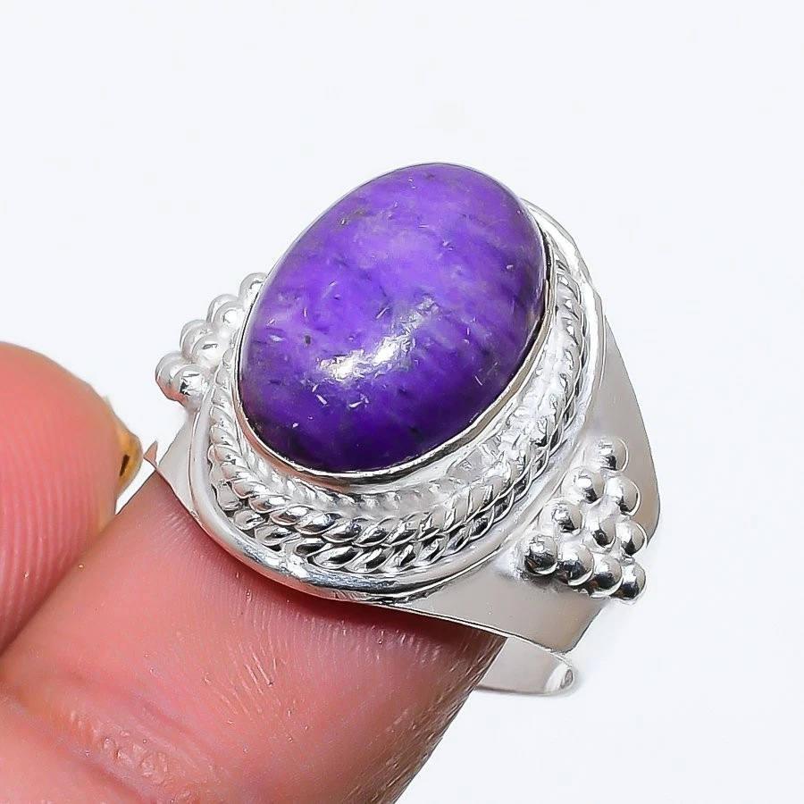 Purple Charoite Gemstone 925 Sterling Silver Jewelry All Size Ring For Gift - Image 1 of 1