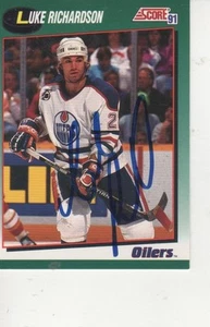 LUKE RICHARDSON SIGNED 1991 SCORE #70T - EDMONTON OILERS - Bild 1 von 1