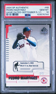 2004 SP AUTHENTIC GAME DATED SEPTEMBER 5 #48 PEDRO MARTINEZ PSA 10 GEM MINT#1/1 - Image 1 of 2