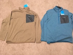 NWT Columbia Mens Spyder Lake Half Zip Fleece Brown and Blue Sz: M, L - Picture 1 of 6