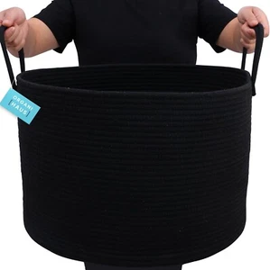 Cesta de almacenamiento negra profunda, cesta para juguetes, cesta de ropa trenzada - Imagen 1 de 7
