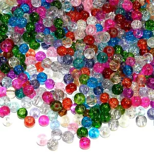 GL9911 Assorted Mixed Color 4mm Round Crackle Glass Beads 4oz 1,200pc - Picture 1 of 4