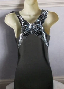 RIBBON feature back Butterfly sequin embellished sleeveless top Size 10 - Picture 1 of 2