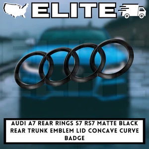 Anillos traseros Audi A7 S7 RS7 negro mate emblema maletero trasero tapa cóncava insignia curva - Imagen 1 de 1