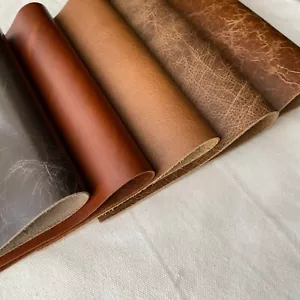 Antique Style Genuine Leather Offcuts 20×30cm Cowhide Pieces - Picture 1 of 18