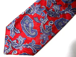 Vtg Stanley Blacker Mens Necktie Tie Red Blue Purple Paisley 60" Career - Picture 1 of 3