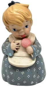 Vintage Cookie Treat Candy Jar Little Girl With Lollipop Blue Dress 9” Tall - Picture 1 of 12