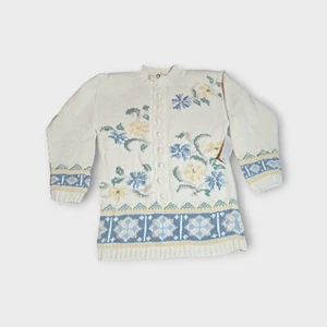 Maglione Karen Scott vintage lavorato a mano cottage core spalline floreali taglia M - Foto 1 di 10