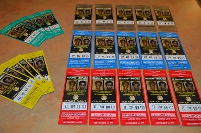 5 SETS (25) OF 1981 HEARNS VS LEONARD CAESARS PALACE FIGHT TICKETS! MINT/ RARE - Image 1 of 4