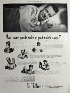 1948 pullman Company Railcars Good Nights Sleep Safest Comfortable VTG Print Ad - Picture 1 of 1