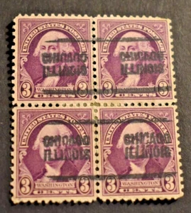 4 - 1932 US Stamps - Scott # 720 - 3 Cent Washington Precancels - Chicago - Picture 1 of 2
