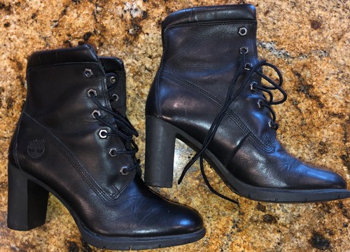 Stivali Timberland donna taglia 6 5 M Tillston tacco alto 3" pelle nera 83358