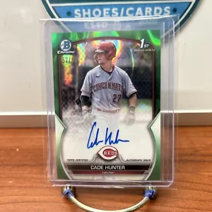 Cade Hunter 2023 Bowman Chrome Green Lava Refractor Autographed 57/99 Reds SP - Picture 1 of 2