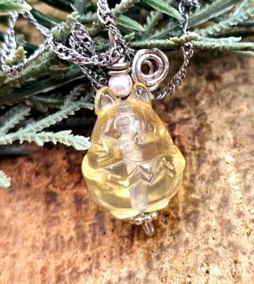 Lindo collar colgante Totoro tallado a mano de citrino natural Foto 1 de 4