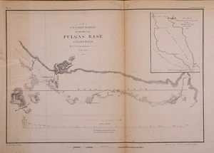 Rare 1854 Nautical Map ~ PULGAS, CALIFORNIA / EMBARCADERO ~ Coast Survey (10x14) - Picture 1 of 2