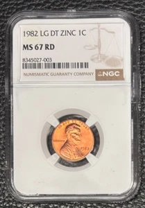 1982 LG DT ZINC Memorial Cent (MS67RD) NGC - Picture 1 of 2