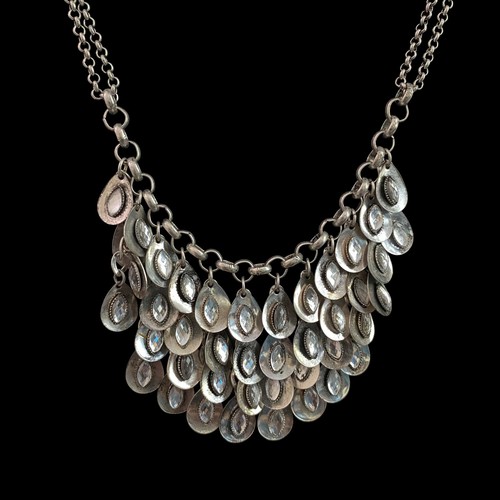 VETEMENTS Collana Premier Designs Cristallo Cadute 16" Argento Opaco Anticato Dichiarazione