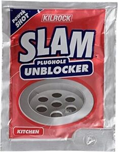 Kilrock Slam Plughole Unblocker Power Shot Kitchen Sink Pipes Cleaner Sachet 60g