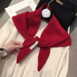 Wool Knitted Triangle Scarf Shawl Women's Thermal Multi-functional Thermal - Picture 1 of 36