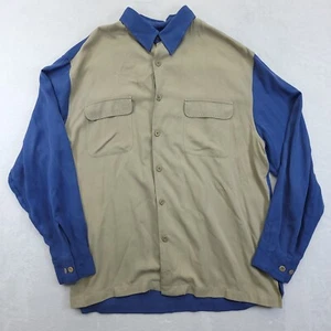 NAT NAST Camicia Manica Lunga Adulto Taglia L Blu OLIVA Sabbia Seta Bottoni Uomo - Foto 1 di 5