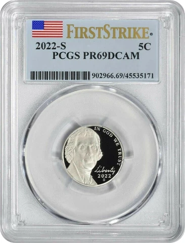2022 S Jefferson Nickel 5C Proof PCGS PR69 DCAM First Strike Cover