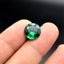 Emerald Round Faceted Gemstone Brilliant Cut Rich Green Emerald Gem C05E