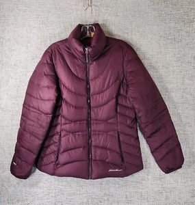 Eddie Bauer EB650 Goose Down Puffer Jacket Womens Medium Burgundy Full Zip Nice! - Picture 1 of 15
