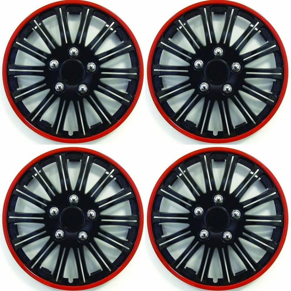 HYUNDAI i40 Car Wheel Trims Hub Caps Plastic Covers Lighting 15" Black & Red - Image 1 of 1