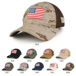 US American Flag ORIGINAL with Grey Border Patch Adjustable Tactical Mesh Cap