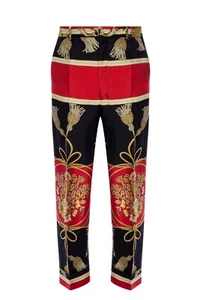 Gucci Woman's Black and Red Patterned Silk Dress Pants IT 38 545289 6046 - Picture 1 of 8