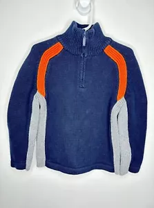 Standard Blues Knit Zip Up Jacket Boys Size 5 Long Sleeve Navy Gray - Picture 1 of 4