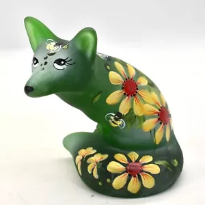 Fenton Gift Shop Limited Edition Green Fox Flower bees Michelle Kibbe - Picture 1 of 5