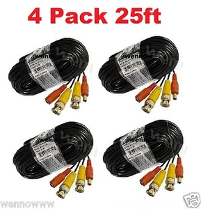 *(4 piezas) Cable coaxial siamés HD de alta calidad para cámara CCTV negra de 25' con cable de alimentación - Imagen 1 de 1