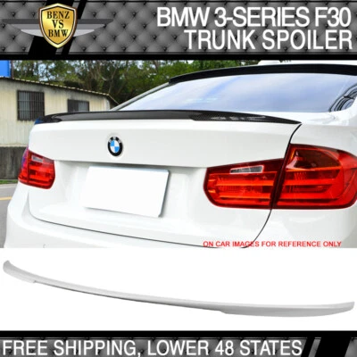 12-18 BMW 3-Series F30 P Style Painted # A96 Mineral White Pearl Trunk Spoiler Foto 1 de 4