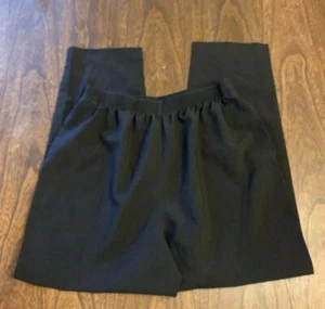 Allison Daley Crop Pants Size 8 Petite Black Pockets Elastic Waist - Picture 1 of 7