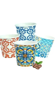 2000 Bicchierini Carta Caffè Movida Maiolica Decori Misti 40 Confezioni Da 50 Pz - Foto 1 di 4