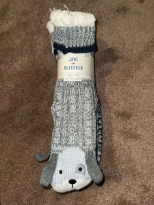 Jane Bleecker Hüttenschuhe Socken grau Welpengesicht & marineblau weiße Streifen 2er-Pack Gr. 4-10 - Bild 1 von 4