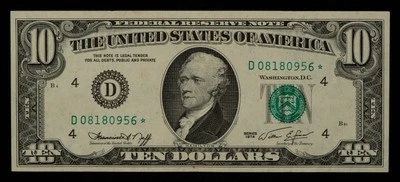 FR 2022-D* $10 1974 Federal Reserve Note US - Star Note - XF - SKU-CA1370 - Image 1 of 2