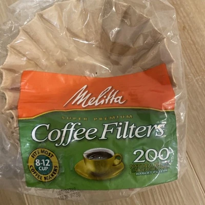 Melitta 8-12 Cup Unbleached Natural Brown Basket Coffee Filters 200 Count 1997 - Image 1 of 4