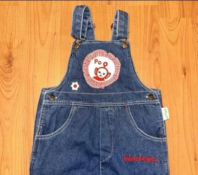 Mono con tirantes de mezclilla bordado vintage Y2K años 90 Teletubbies talla 6 unisex Foto 1 de 4