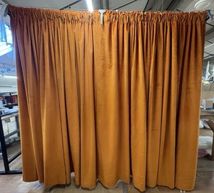 Next Nectarine Montero Velvet Lined Pencil Pleat Pair of Curtains - 386 x 225 cm - Picture 1 of 24