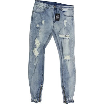 Pantalones de mezclilla ajustados desteñidos desgastados Young & Reckless Destroyed nuevos con etiquetas 33 Foto 1 de 2