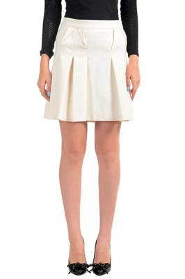 Versus by Versace Women's Ivory Pleated Mini A-Line Skirt US XS IT 38 - Image 1 of 4