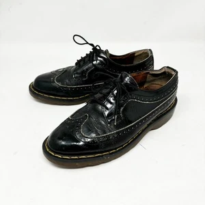 Vintage England Dr. Martens Wing Tip Oxfords Black Patent Size 4/35 Unisex - Picture 1 of 14