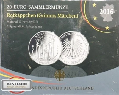20 Euro Silber Gedenkmünze - Sammlermünze 2016 " Rotkäppchen " JT00237 - Bild 1 von 2