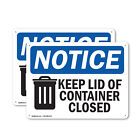 (2 opakowania) Przechowuj pokrywę pojemnika Zamknięty znak zawiadomienia OSHA Naklejka Metal Plastik