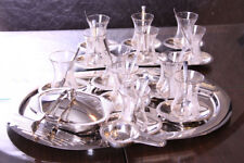 Turkisch Tee Service set 40 tlg. Glas Servierplatte Edelstahl 1810 Neu